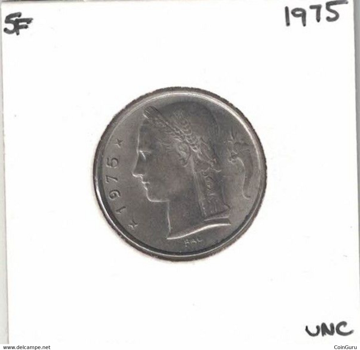 Belgium 5 Francs 1975 UNC - Zonder Classificatie