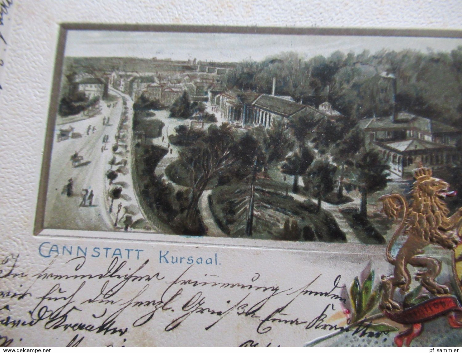 AD Württemberg 1900 Präge / Relief AK Cannstatt Kursaal Passepartoutkarte Nach Poughkeepsie USA Gesendet!! - Lettres & Documents