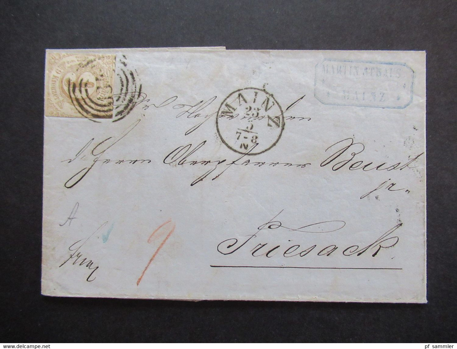 AD Thurn Und Taxis 23.5.1865 Nr. 34 II EF K1 Mailz Und NS 134 (?!) Gedruckte Rechnung Von Martin Straus - Cartas & Documentos