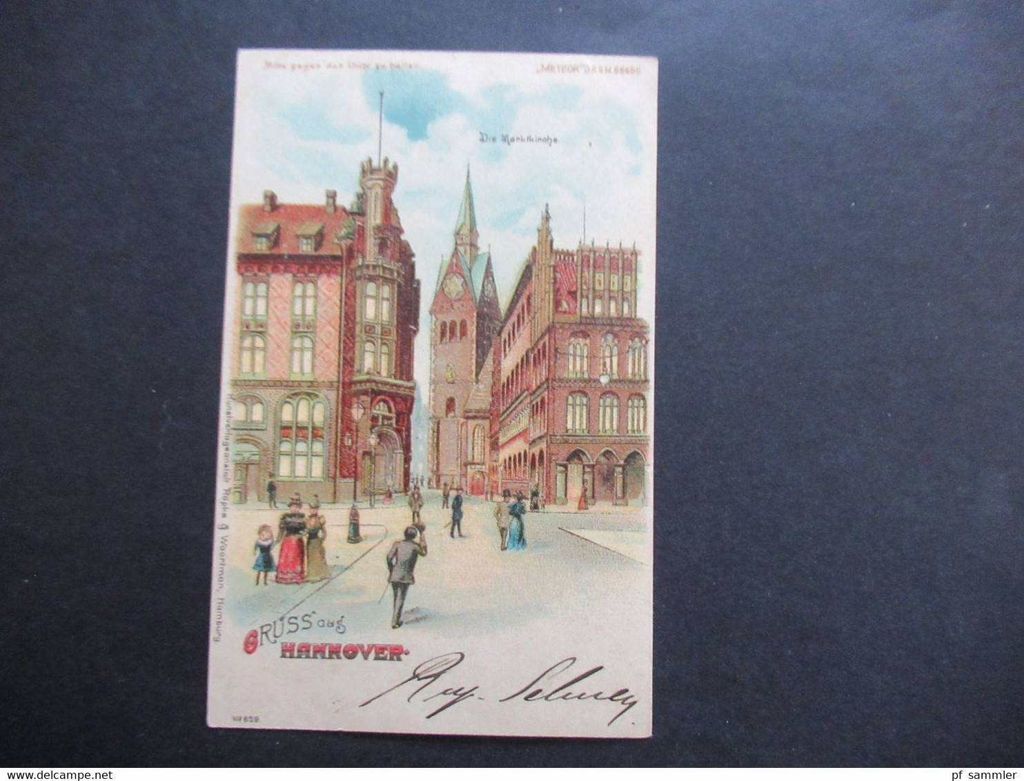 DR 1903 AK Litho Gruss Aus Hannover Die Marktkirche Kunstverlag Röpke & Woortman,Hamburg. Meteor Karte - Gruss Aus.../ Gruesse Aus...