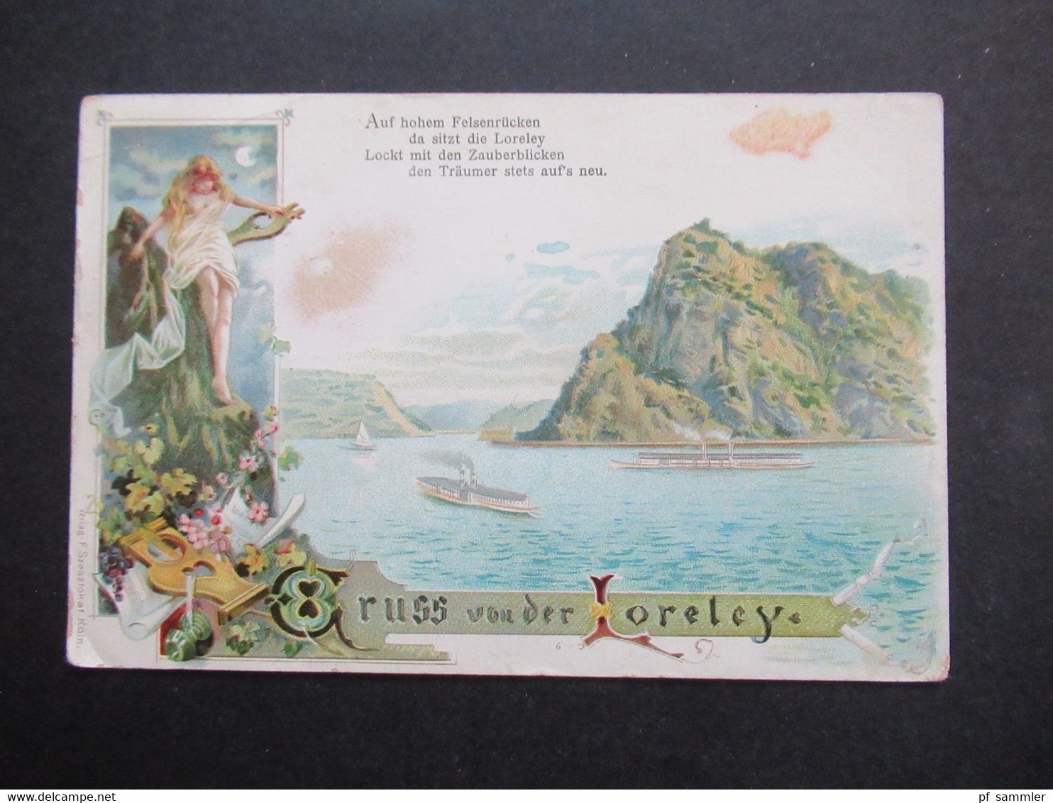 DR 1899 AK Gruss Von Der Loreley Verlag F. Szesztokat Stempel K1 Bingerbrück Nach Kingsbridge NYC USA Gesendet - Greetings From...