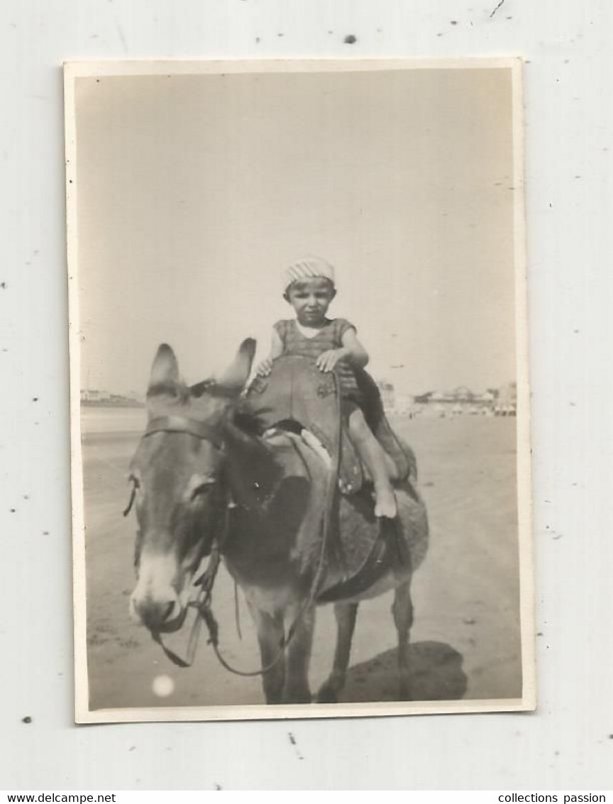 Photographie , 85 X 60 Mm, Promenade ,enfant ,âne - Unclassified