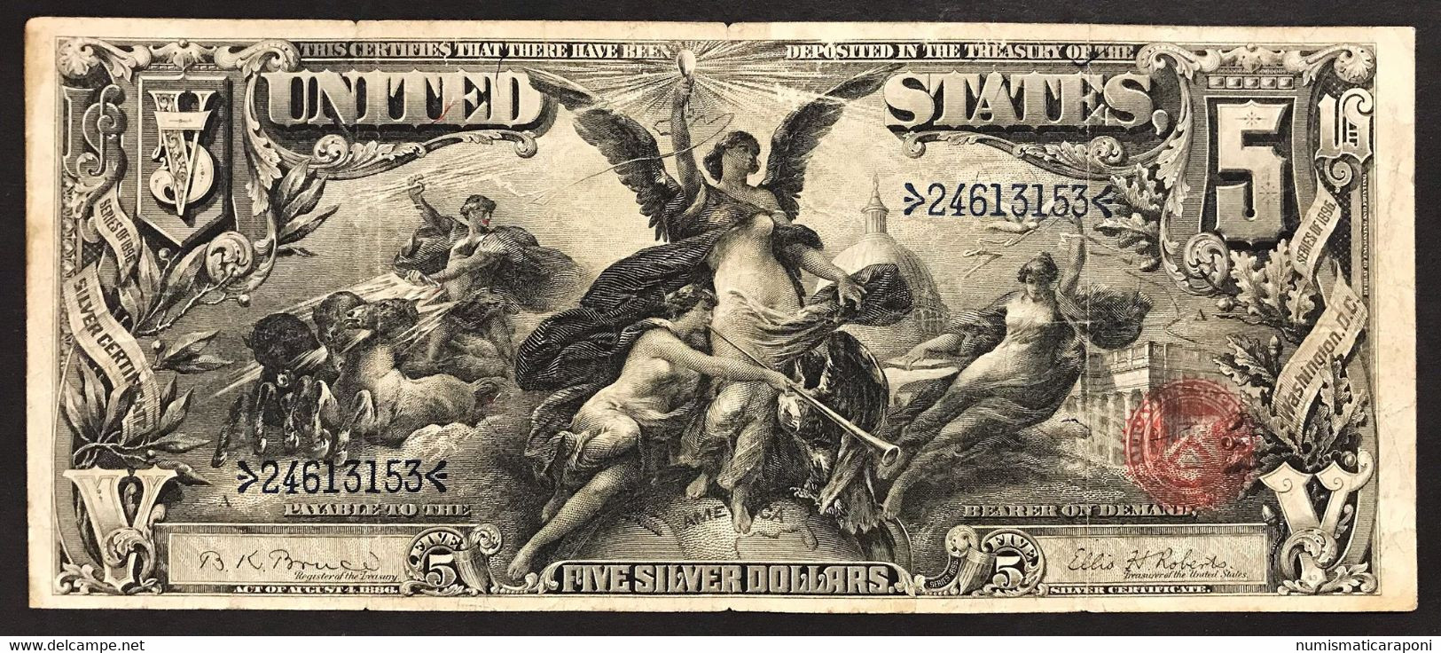 USA 5 $ Dollar 1896 Educational Pick#337 Fine/very Fine - Silver Certificates - Títulos Plata (1878-1923)