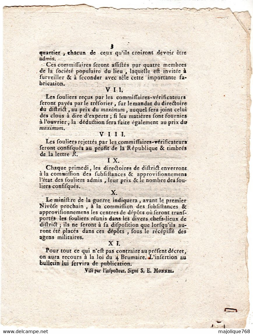 Decret De La Convention Nationale, Du 18 . Jour De Frimaire, L'an Second De La République Française, Une & Indivisible - - Décrets & Lois