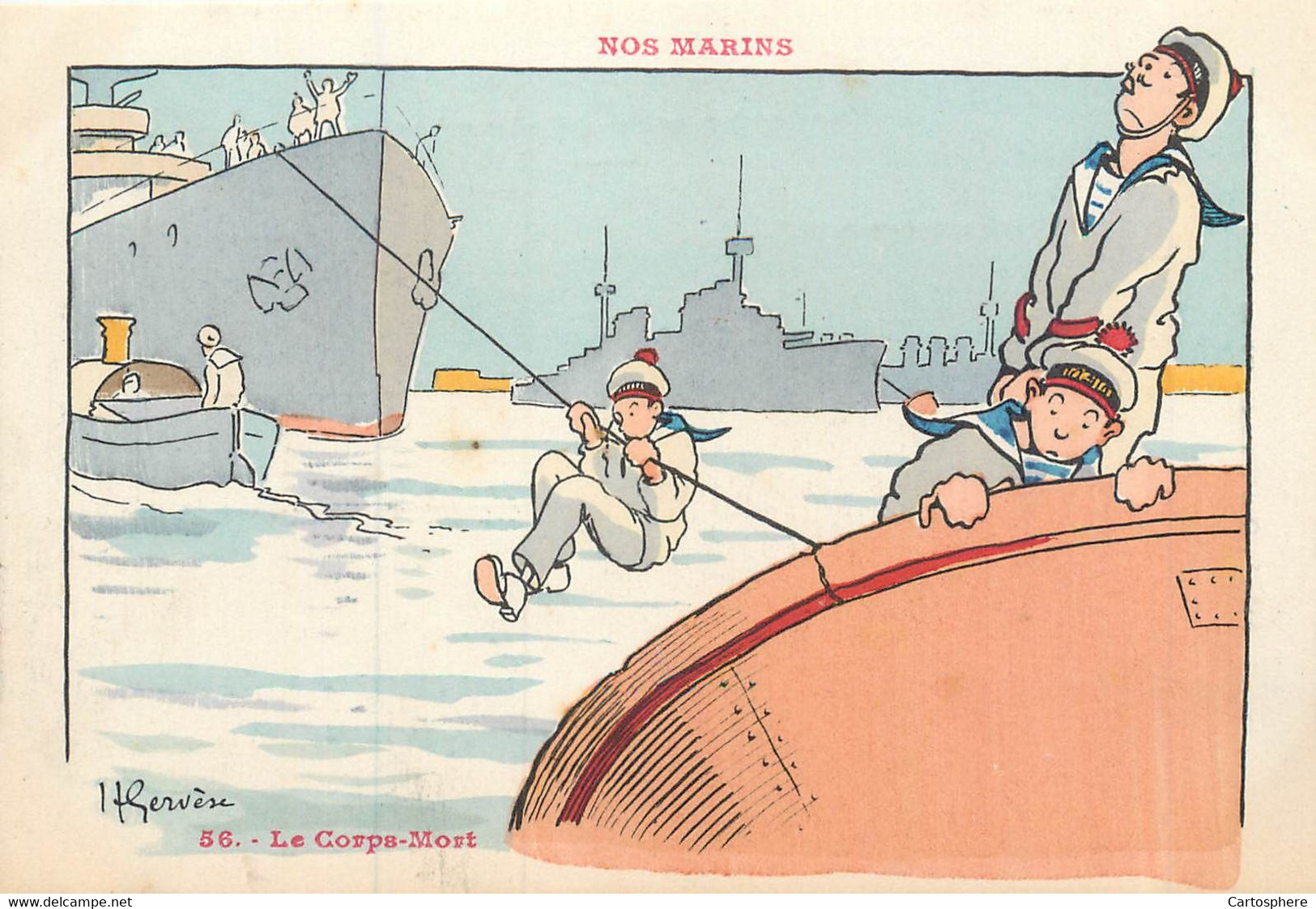 CPA Thèmes Illustrateurs - Signés > Gervese, H. Le Corps Mort Raffaelli Toulon Militaria Humour - Gervese, H.