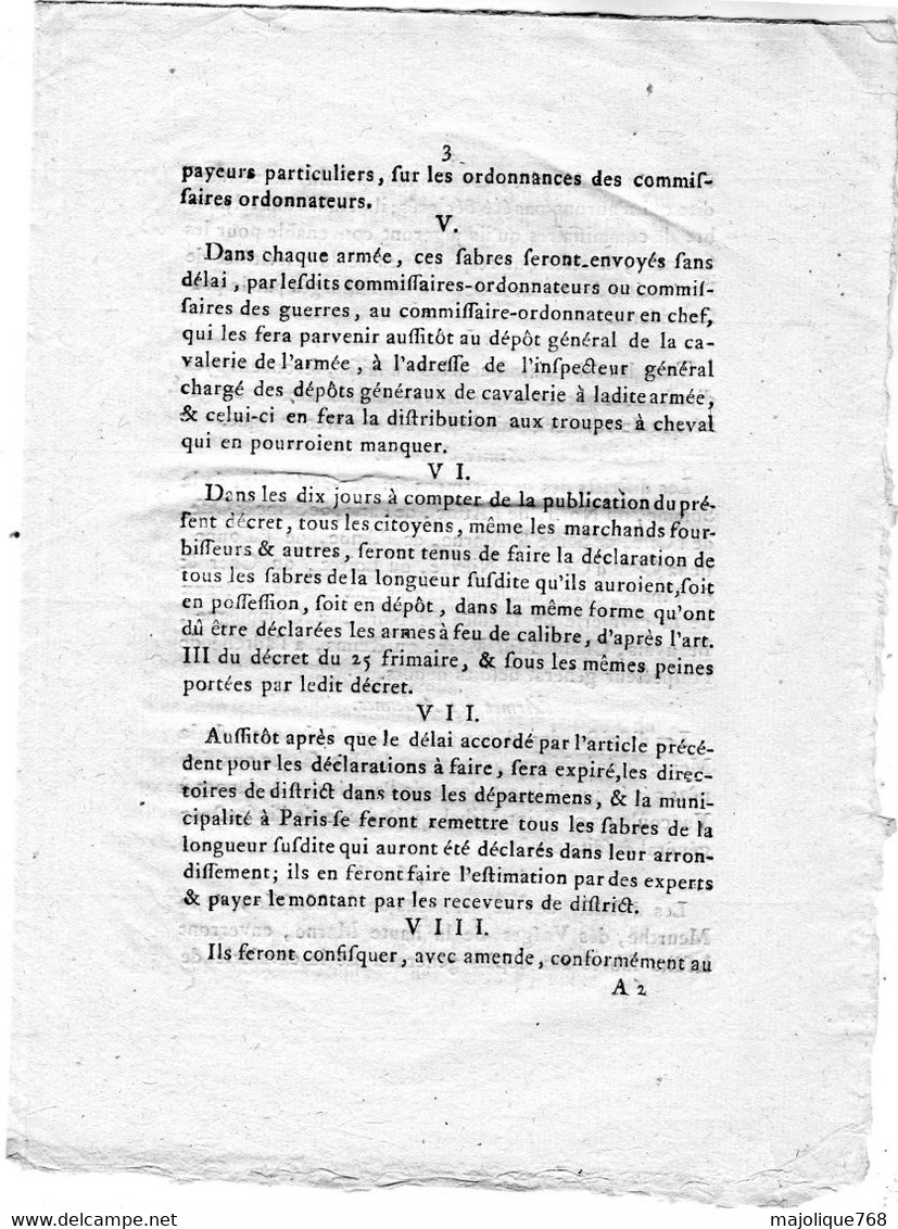 Decret De La Convention Nationale, Du 16.e Jour De Vendôse L'an 2 De La République Française Une & Indivisible. - Décrets & Lois