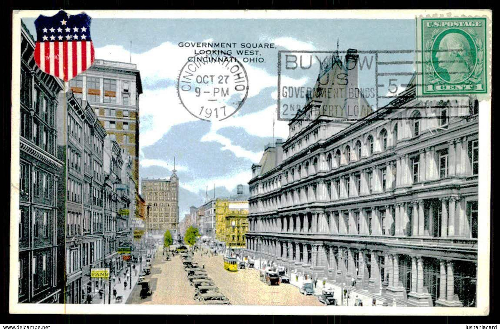 CINCINNATI - Government Square Looking West. ( Ed. Commercialchrome Nº 43116) Carte Postale - Cincinnati