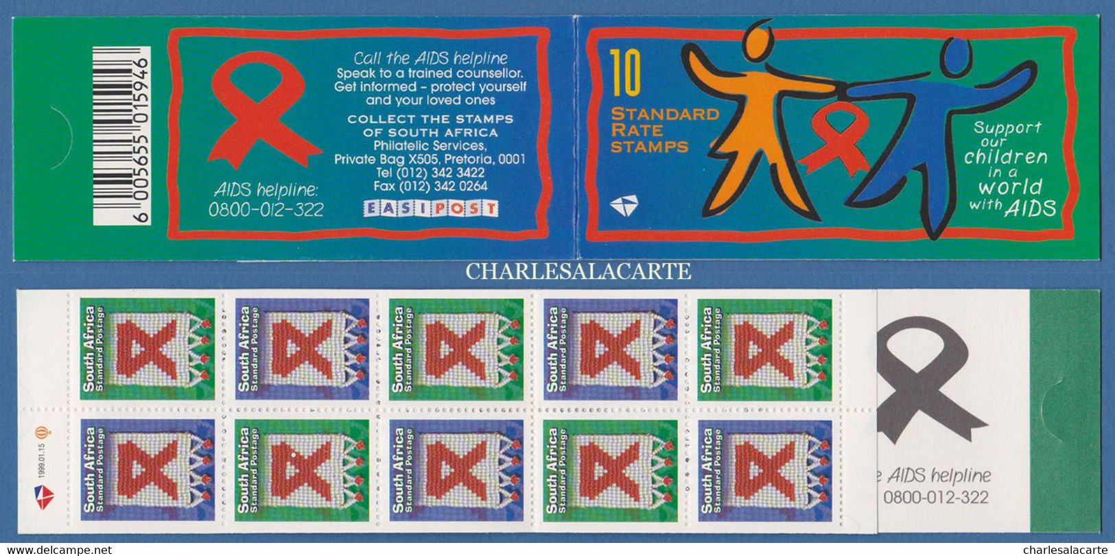 SOUTH AFRICA  1999  AIDS HELPLINE  STAMPS  BOOKLET  S.G. SB 56 - Carnets