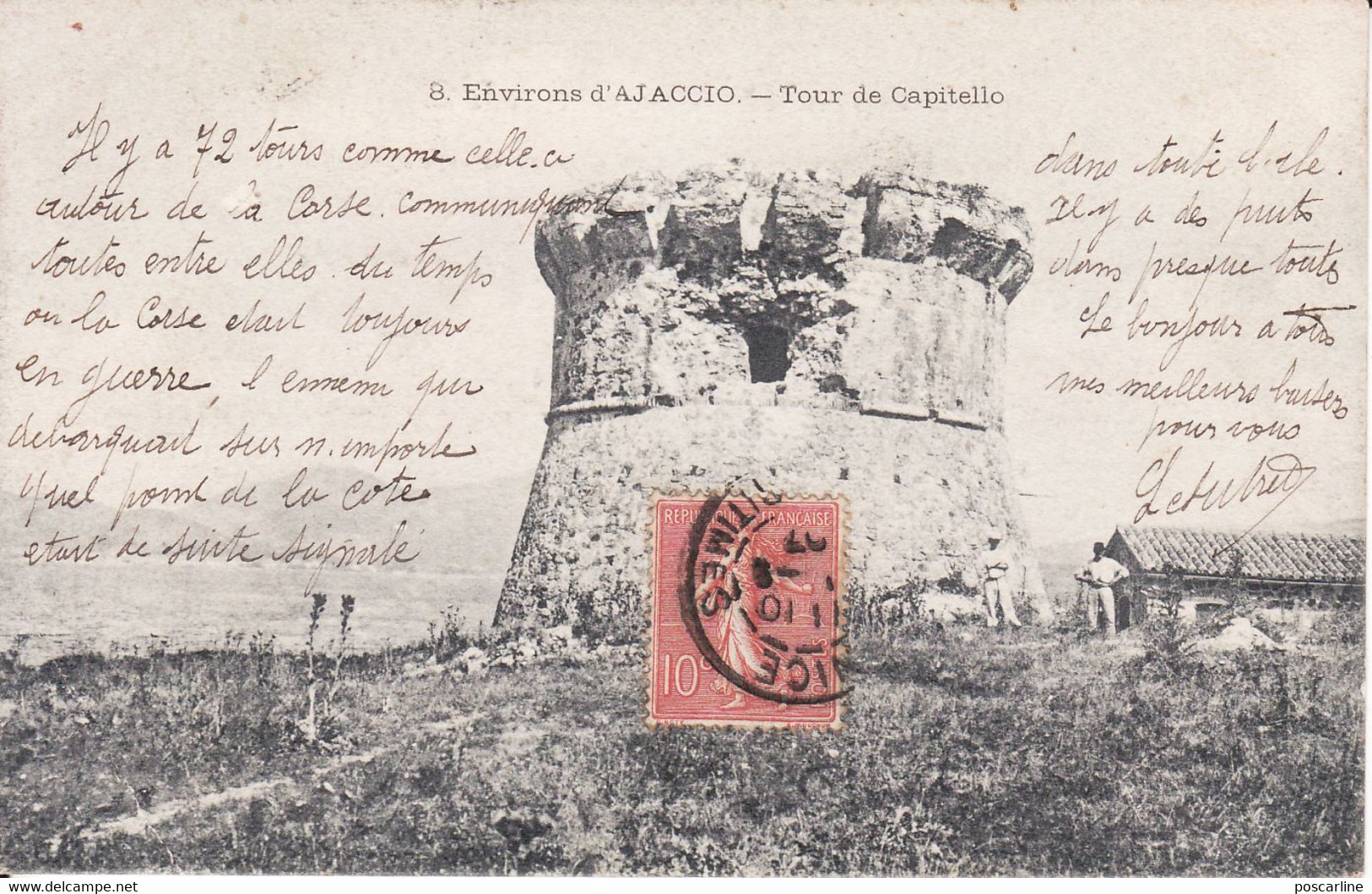 Corse, Ajaccio,Tour De Capitello ,Edition Guittard, 1907, 2 Scans - Ajaccio