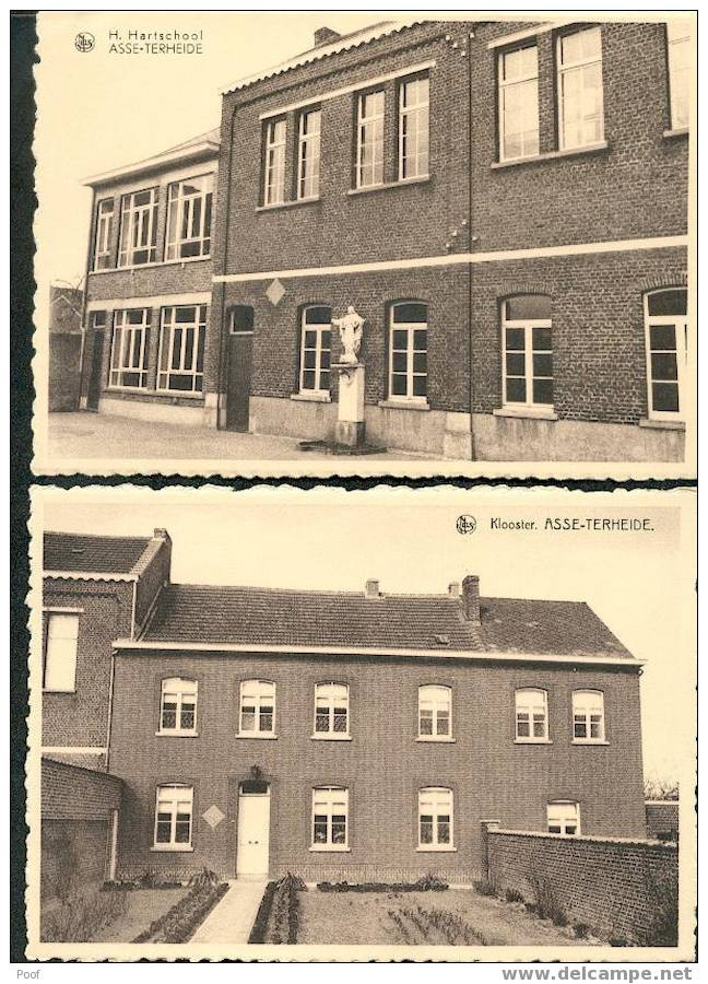 Asse-Terheide: Klooster En School  --- 2 Kaarten - Asse