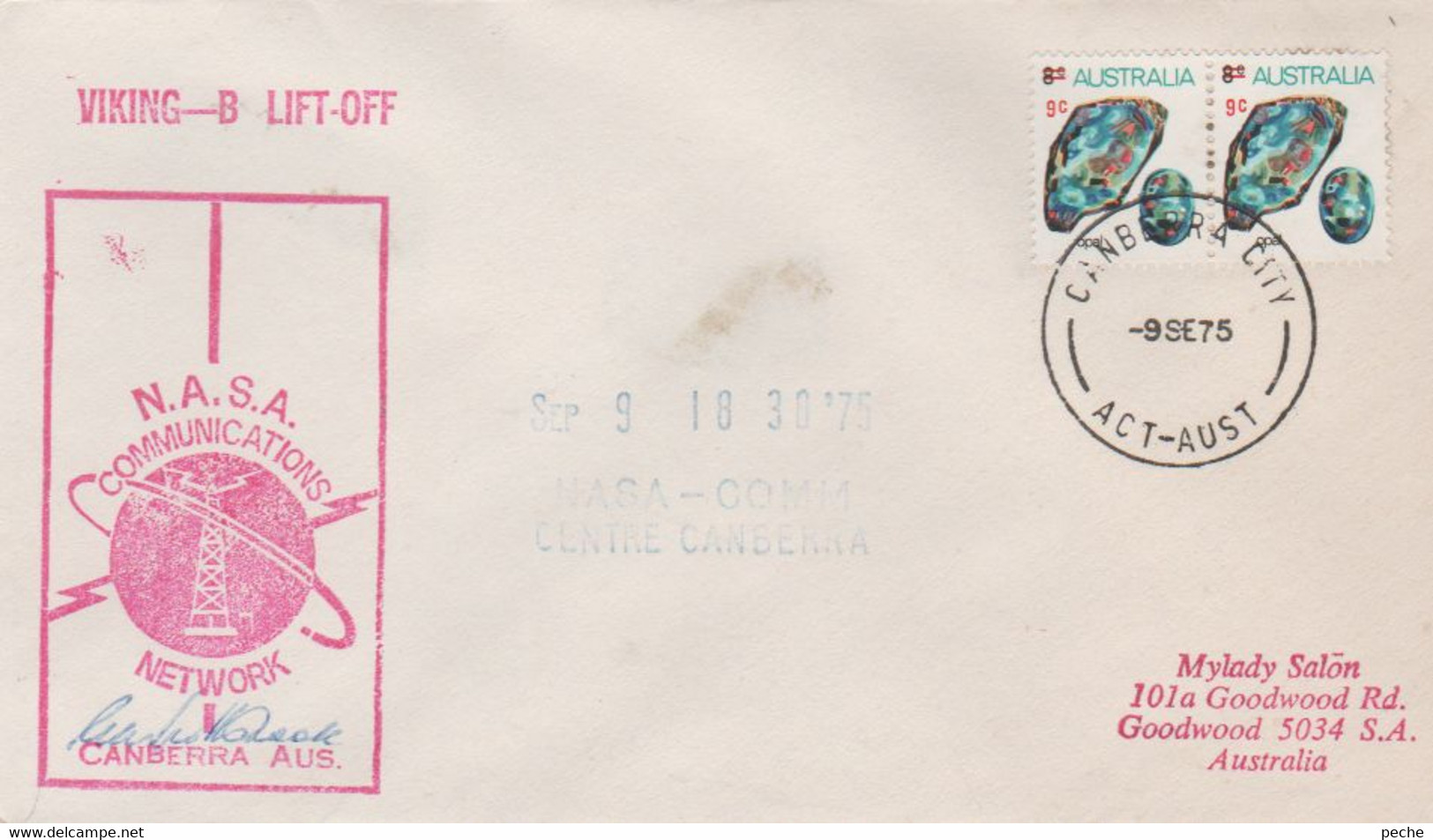 N°1130 N -lettre  (cover) - Viking -B Lift Off -Nasa Communications Canberra - - Oceanía