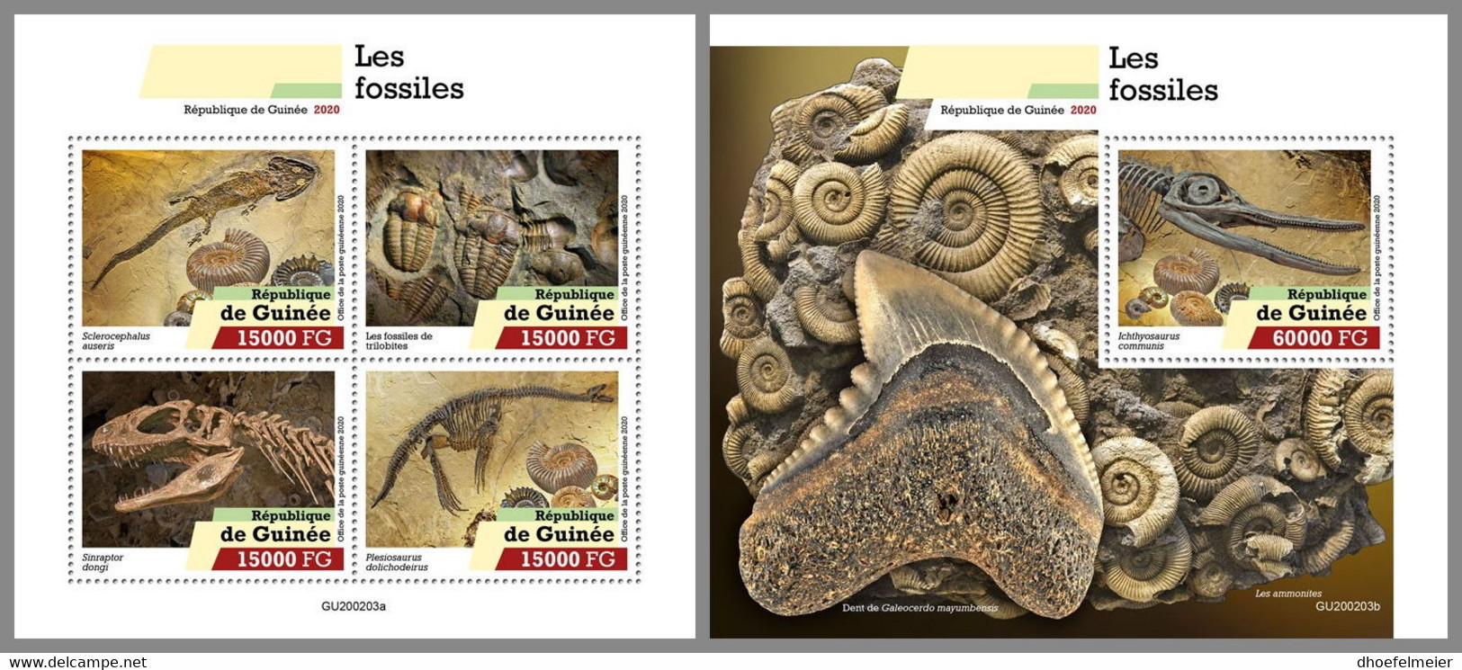 GUINEA REP. 2020 MNH Fossils Fossilien Fosslies M/S+S/S - OFFICIAL ISSUE - DHQ2102 - Fossils