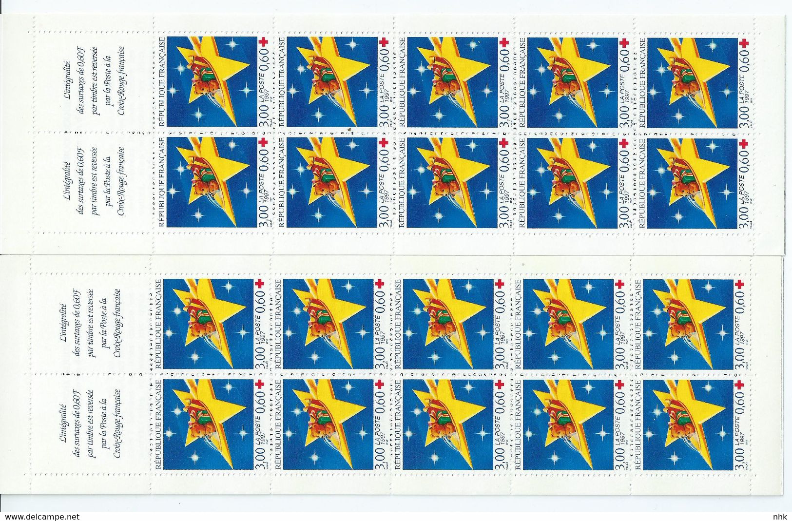 [po] Variété : Carnet N° 2048  Croix-rouge 1999 N°3288 Ciel Bleu Au Lieu De Bleu Foncé  + Normal ** - Booklets