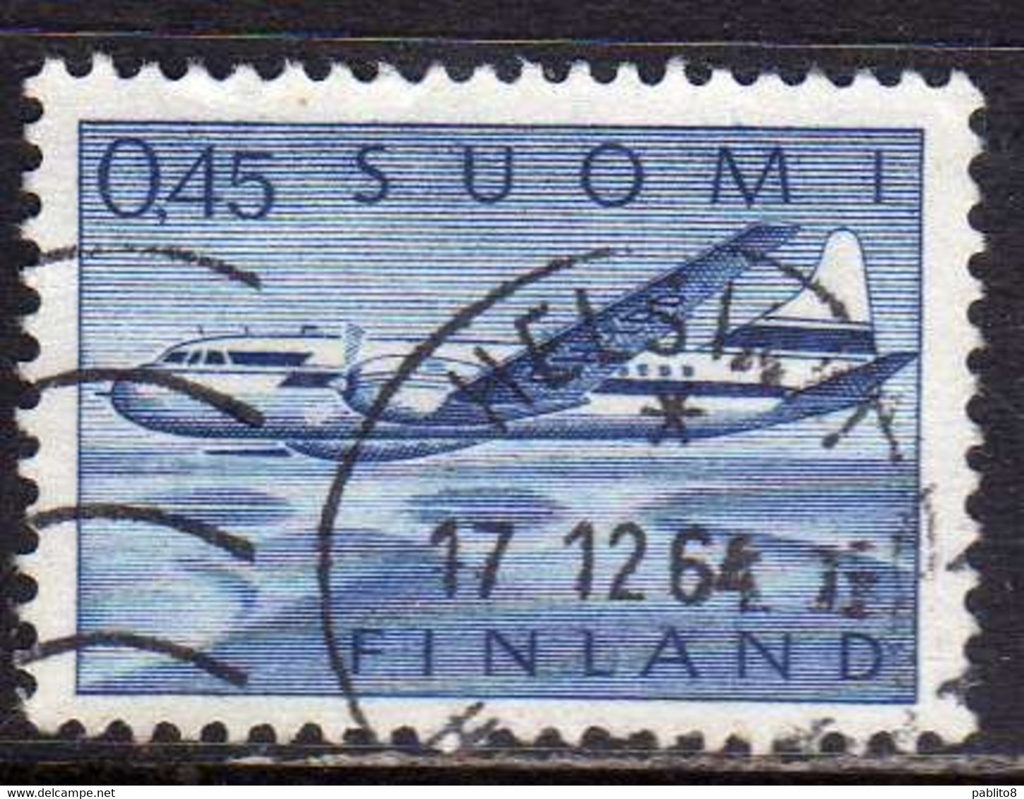 SUOMI FINLAND FINLANDIA FINLANDE 1963 AIR MAIL POSTA AEREA CONVAIR AIRPLANE 440 PLANE AVION 0.45 USATO USED OBLITERE' - Oblitérés