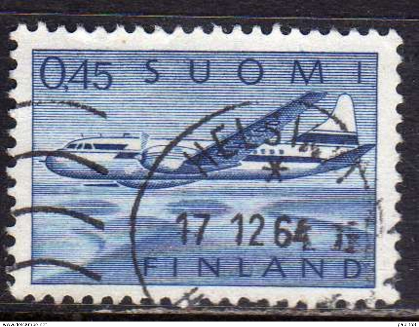 SUOMI FINLAND FINLANDIA FINLANDE 1963 AIR MAIL POSTA AEREA CONVAIR AIRPLANE 440 PLANE AVION 0.45 USATO USED OBLITERE' - Used Stamps
