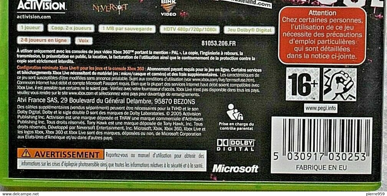 Tony Hawk's Américan Wasteland - XBOX -PAL - EUR - BibC - Xbox 360