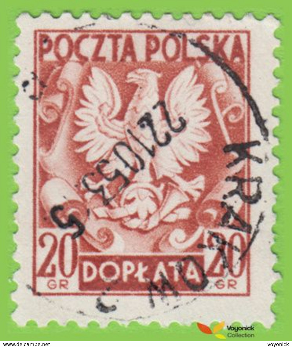 Voyo POLAND Doplata Portomarken 20 GR 1953 Mi#157 (o) Used - Taxe