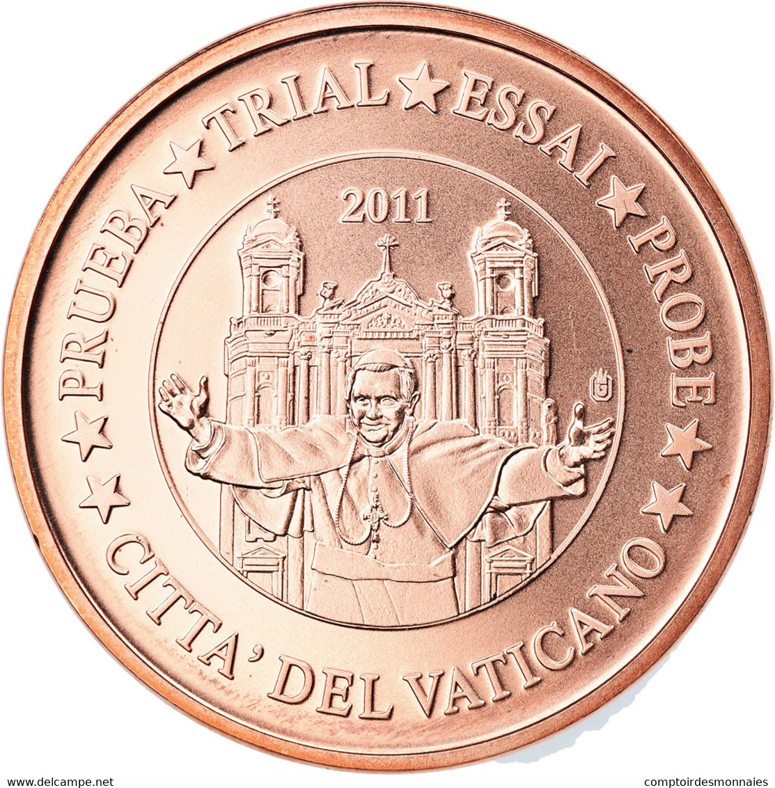 Vatican, 5 Euro Cent, 2011, Unofficial Private Coin, FDC, Copper Plated Steel - Privatentwürfe