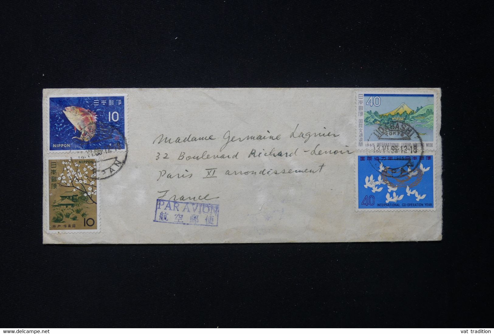 JAPON - Enveloppe De Chiyoda Pour La France En 1965 - L 84108 - Brieven En Documenten