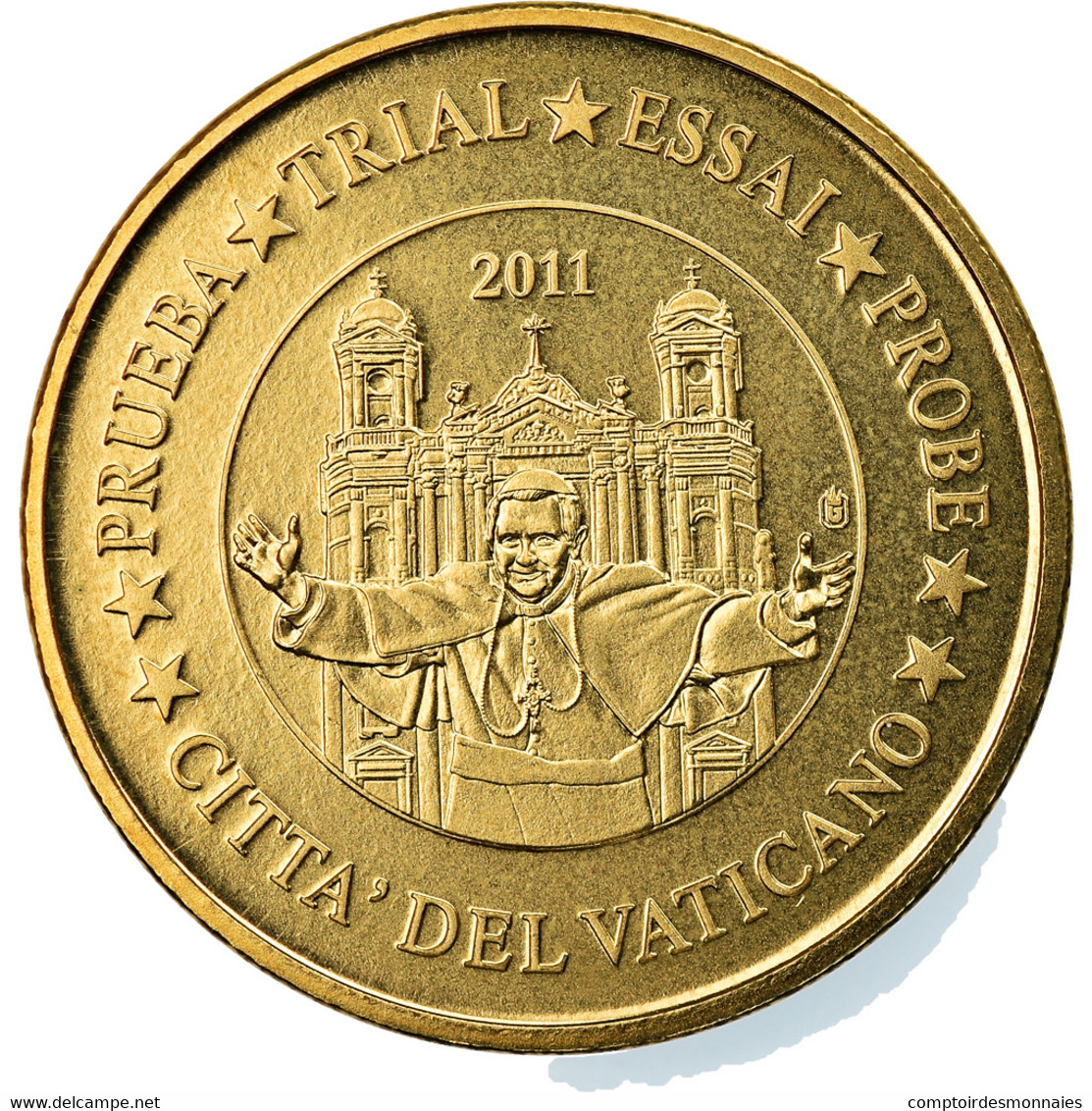 Vatican, 10 Euro Cent, 2011, Unofficial Private Coin, FDC, Laiton - Essais Privés / Non-officiels