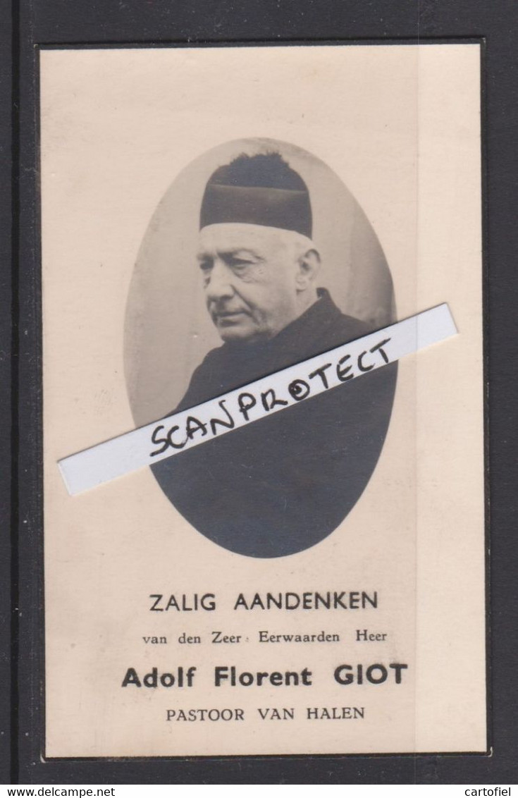 HALEN-HERDEREN-BERINGEN-SMEERMAAS-MELDERT-ST-TRUIDEN-FOTO-DOODSPRENTJE-PASTOOR-ADOLF FLORENT GIOT+24.11.44-ZIE 2 SCANS! - Halen