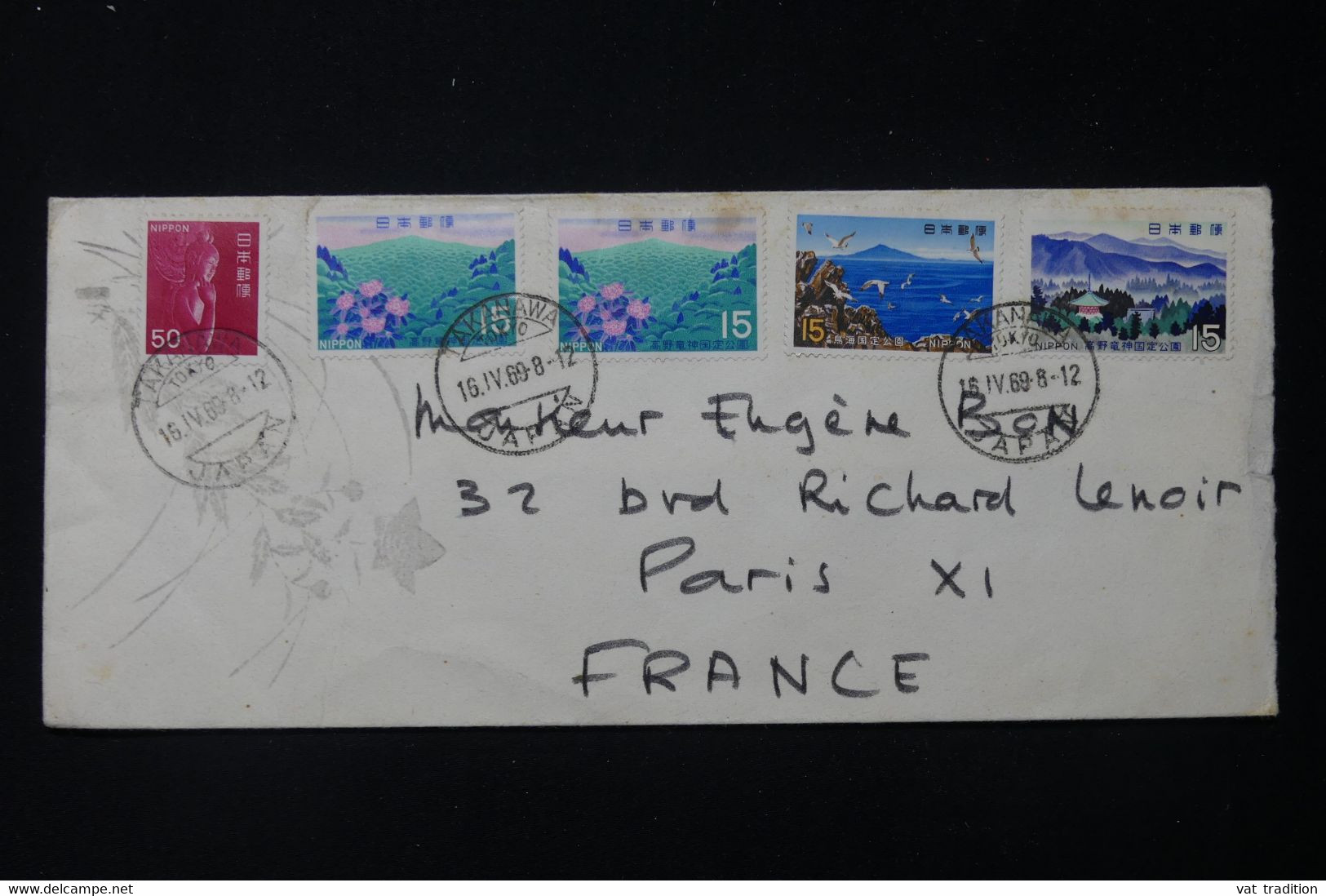 JAPON - Enveloppe De Takanawa Pour Paris En 1969 - L 84126 - Covers & Documents