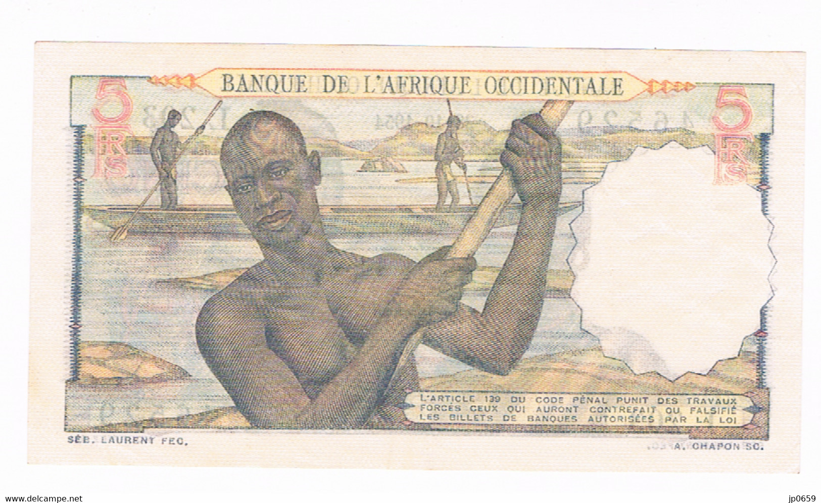 BANQUE DE L'AFRIQUE OCCIDENTALE 5 FRANCS 1954 - Sonstige – Afrika