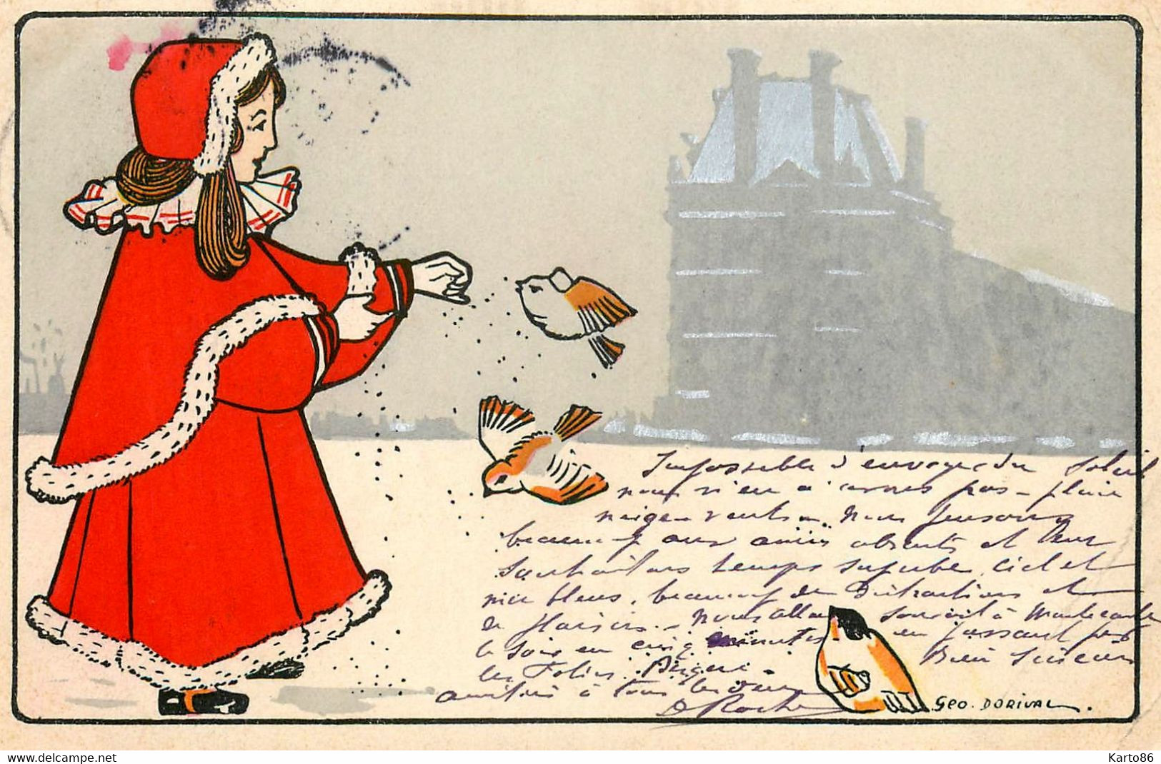 Géo DORIVAL * 3 CPA Illustrateur Art Nouveau Jugendstil * 1905 * Enfant Hiver Noel Neige * Géo Dorival - Dorival