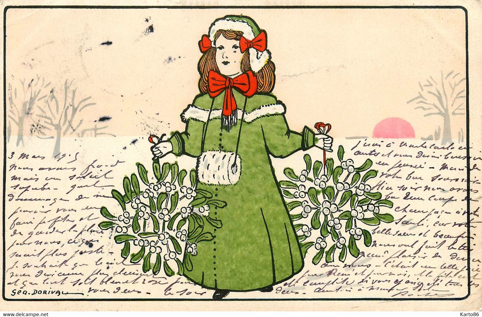 Géo DORIVAL * 3 CPA Illustrateur Art Nouveau Jugendstil * 1905 * Enfant Hiver Noel Neige * Géo Dorival - Dorival