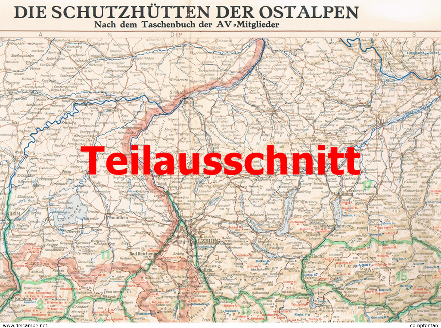 113 Die Schutzhütten Der Ostalpen Karte Beilage Zeitschrift 1952 !!! - Geographical Maps