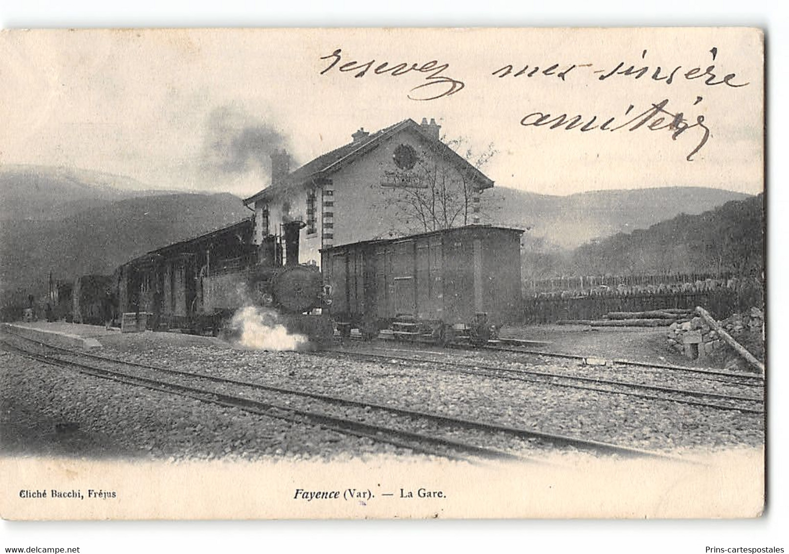 CPA 83 Fayence La Gare Et Le Train Tramway - Fayence