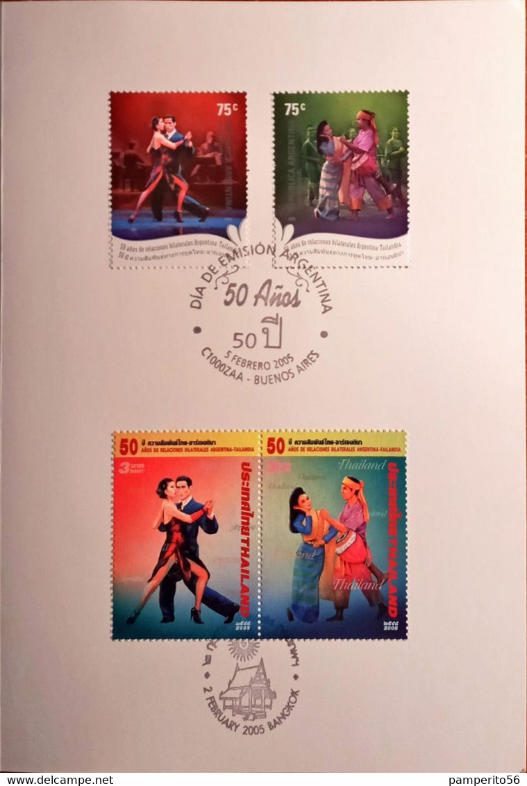 Pack Sellos Postales 50 Años De Relaciones Bilaterales Argentina-Tailandia Matasellados - Tango/Danza - Markenheftchen