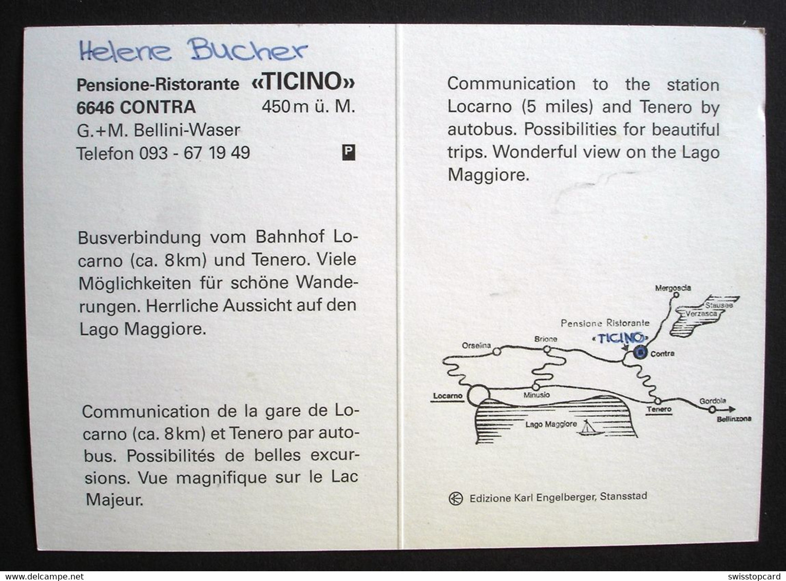 CONTRA Werbung Pension Ristorante Ticino - Tenero-Contra