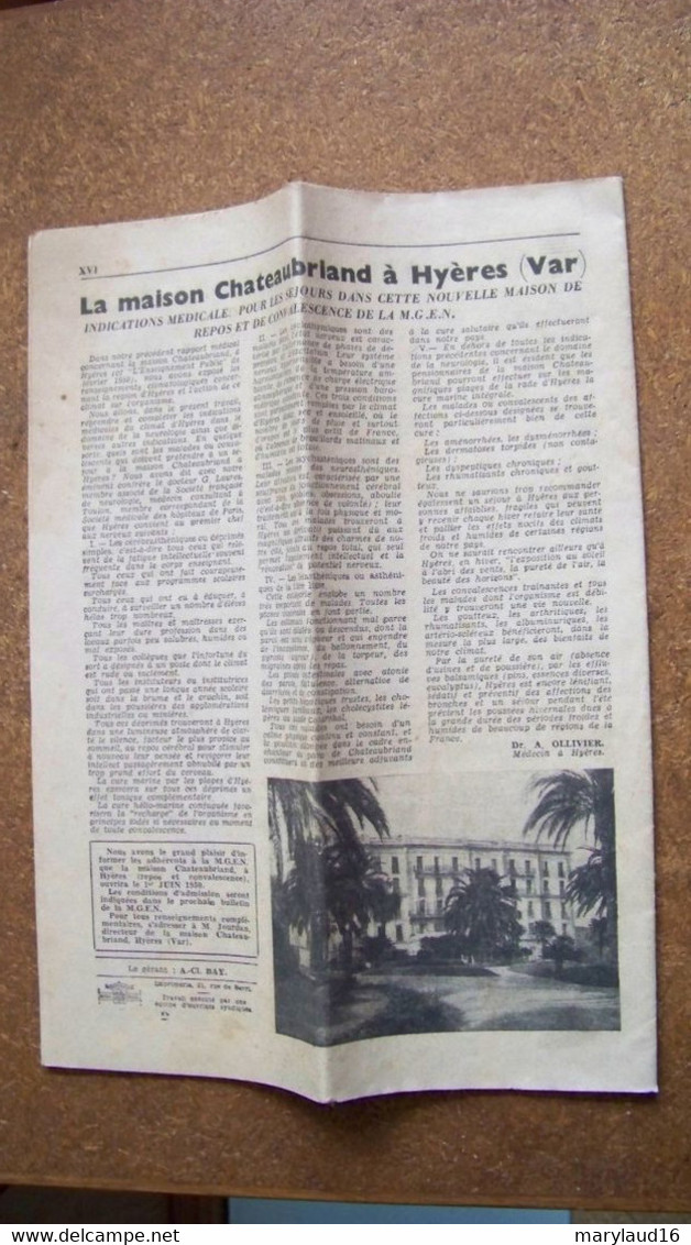 Bulletin Mutuelle Générale De L'éducation Nationale MGEN  N°6 Avril Mai 1950 - Médecine & Santé