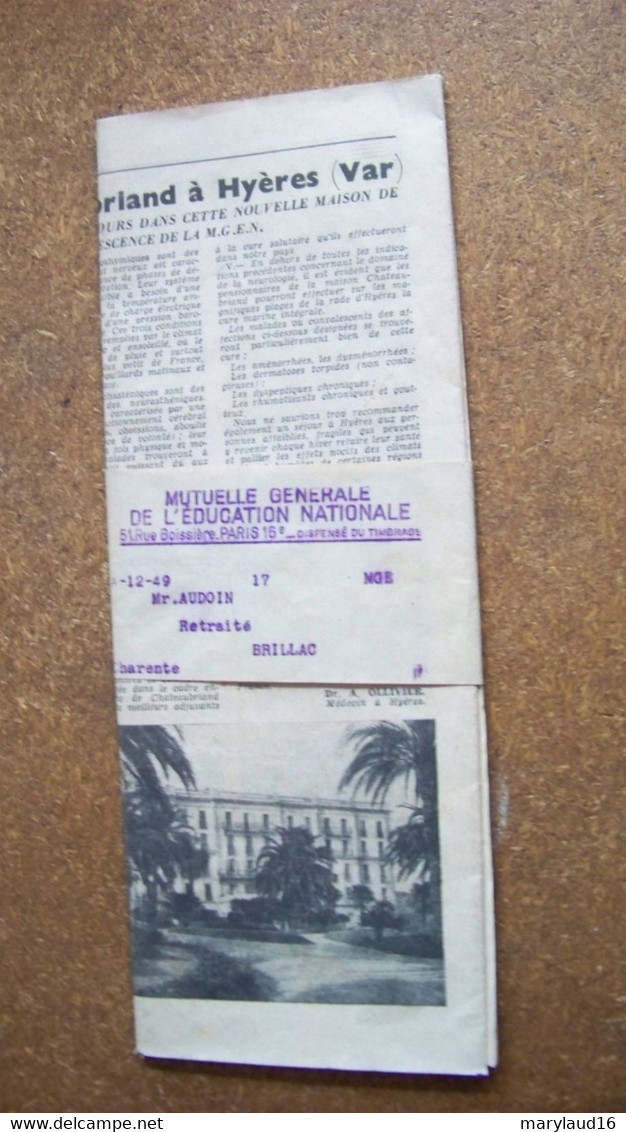 Bulletin Mutuelle Générale De L'éducation Nationale MGEN  N°6 Avril Mai 1950 - Medicina & Salud