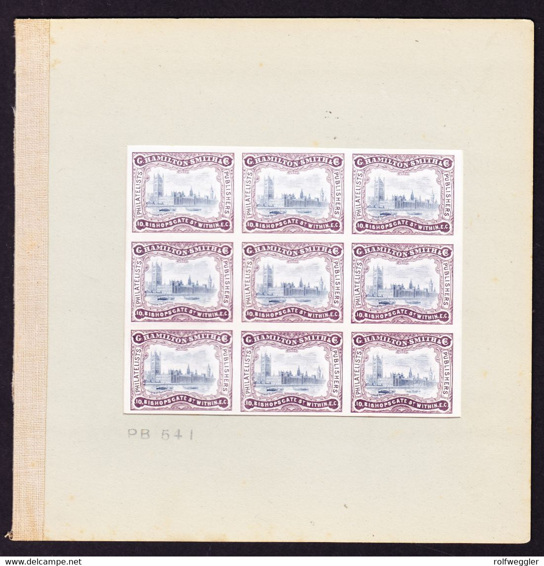 1905 Imperforated Proof Sheet Of 25 Vignettes "Hamilton, Smith & CO/10. Bishop's Gate St. Within E.C." Lilac- - Prove & Ristampe