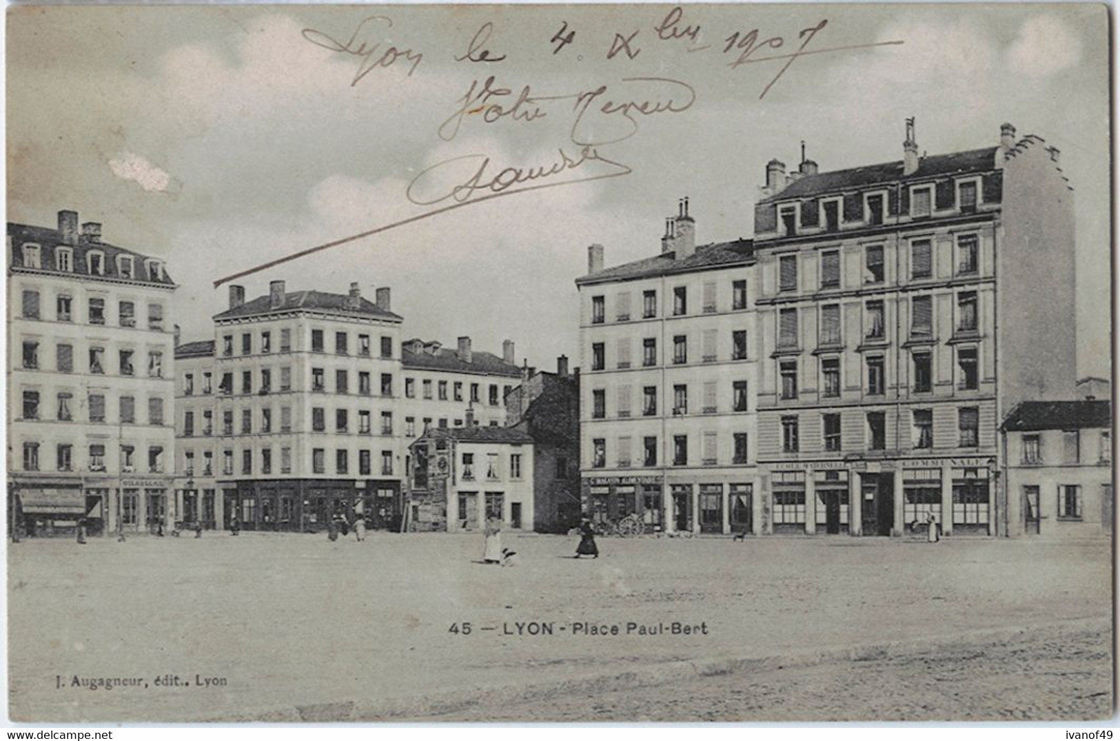 69 - LYON - CPA - PLACE Paul-Bert - Ecole Maternelle Communale, Gd Magasin Alimentaire, Boulangerie - 1907 - Lyon 3