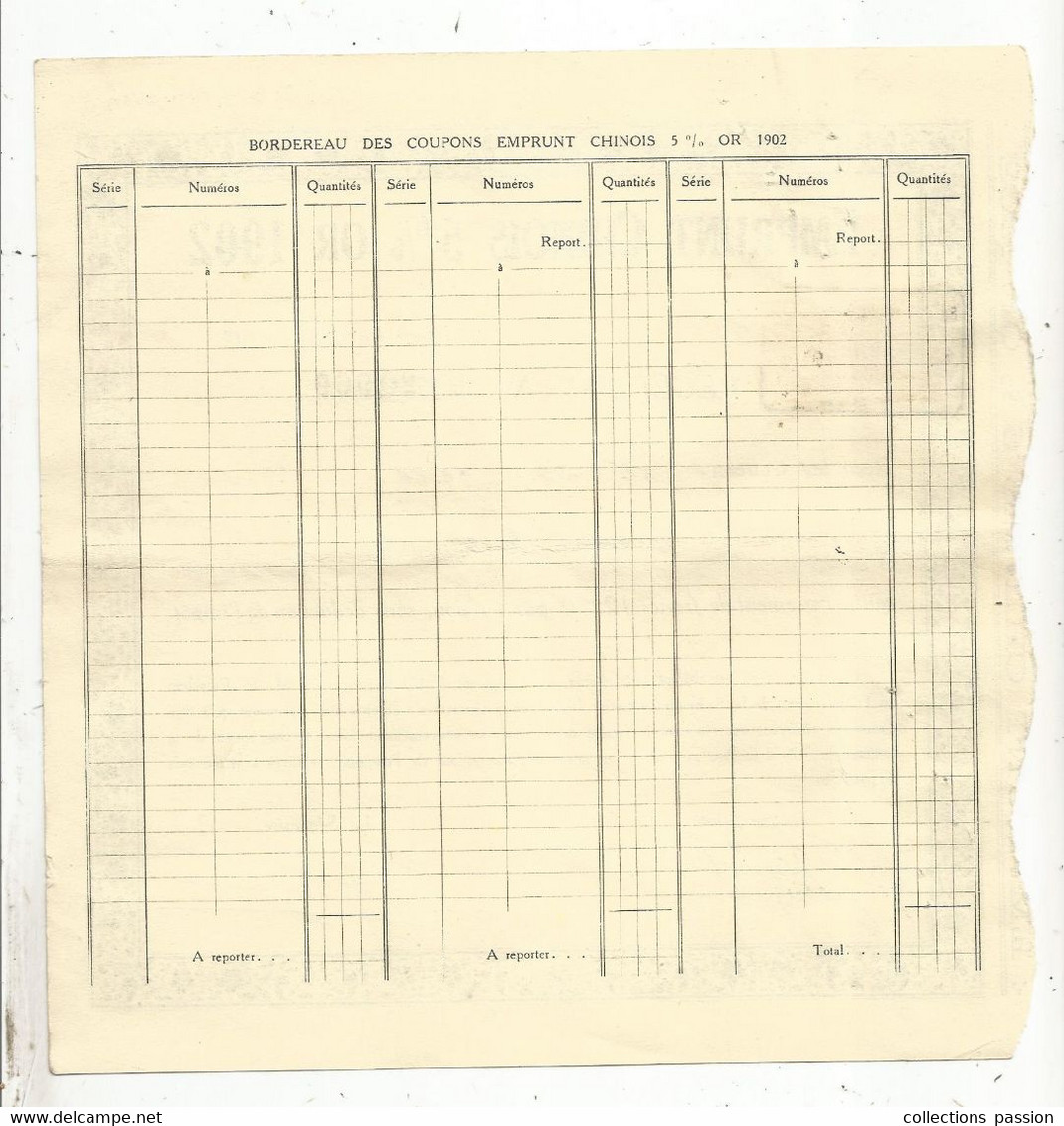 Récépissé , 1931 , EMPRUNT CHINOIS 5 % OR 1902, Paiement De Coupons , Francs 12.50/coupon , 2 Scans , Frais Fr 2.25 € - Other & Unclassified