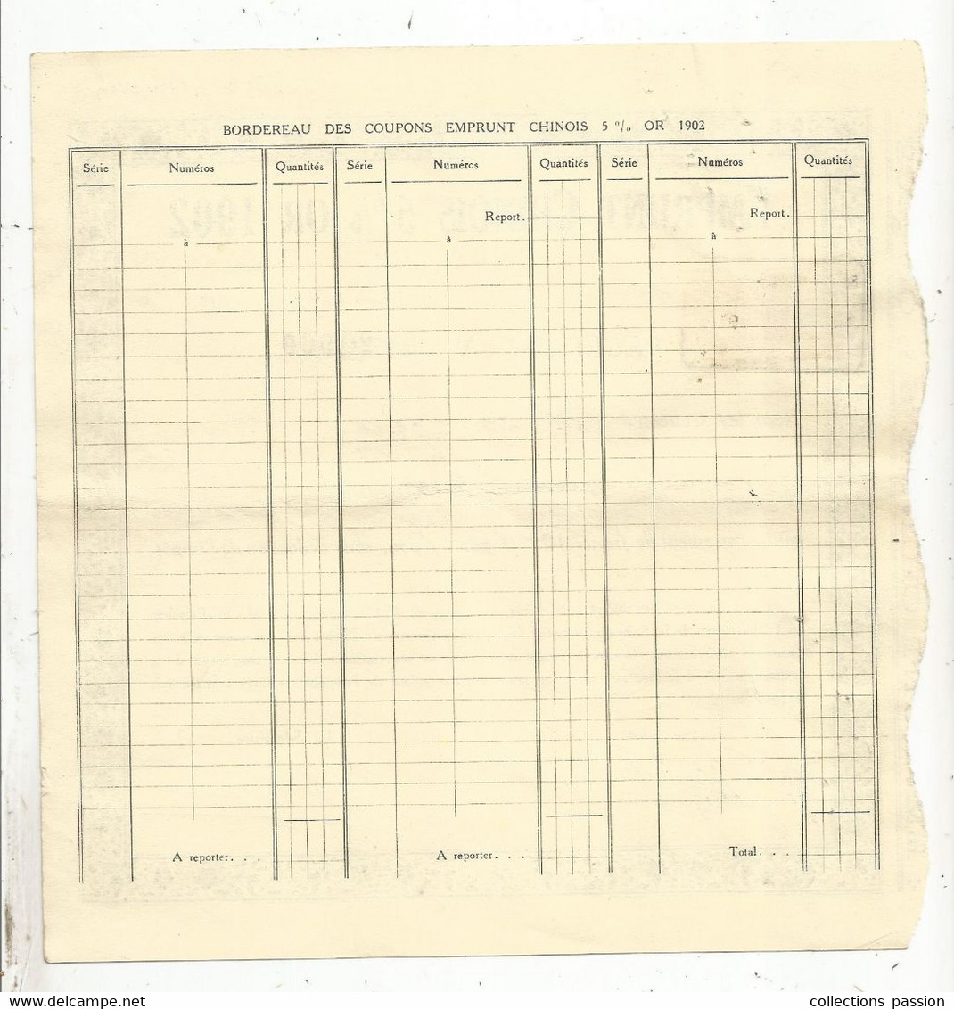 Récépissé , 1931 , EMPRUNT CHINOIS 5 % OR 1902, Paiement De Coupons , Francs 12.50/coupon , 2 Scans , Frais Fr 2.25 € - Autres & Non Classés