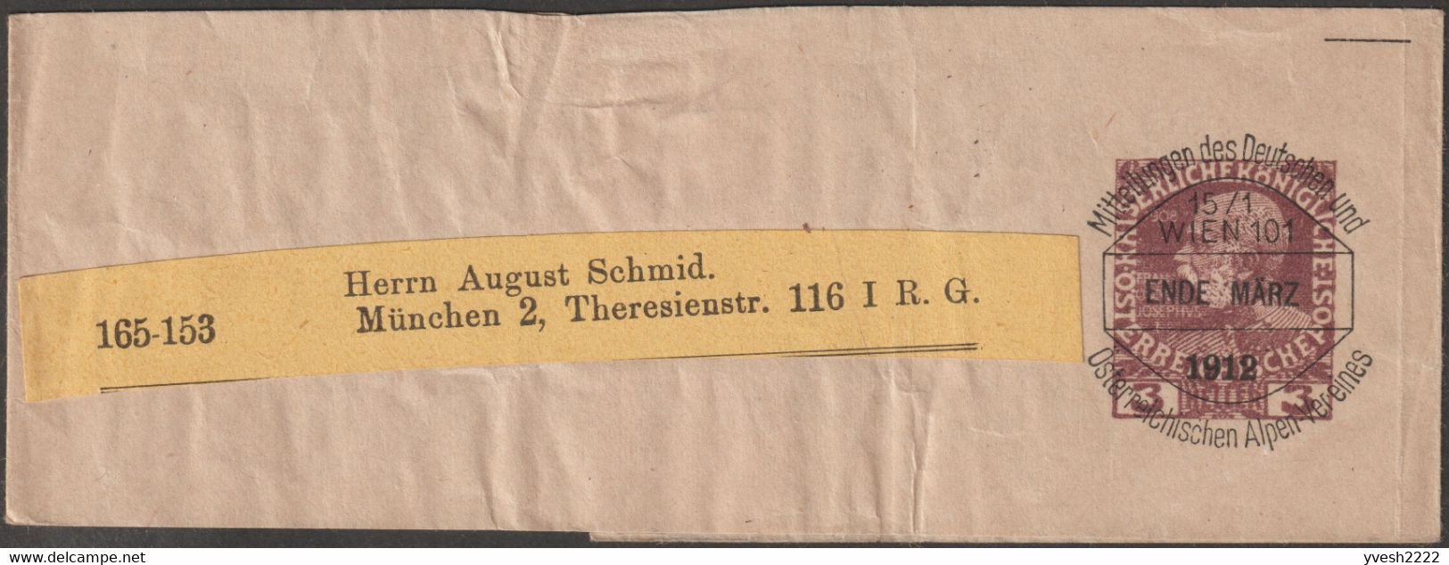Autriche 1898 à 1920. 16 bandes-journal timbrées sur commande & préoblitérées. Association alpestre germano-autrichienne