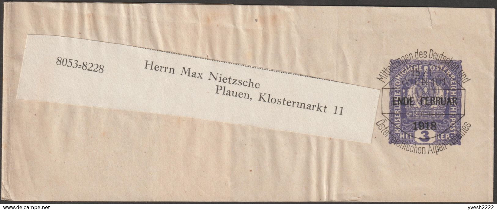 Autriche 1898 à 1920. 16 bandes-journal timbrées sur commande & préoblitérées. Association alpestre germano-autrichienne