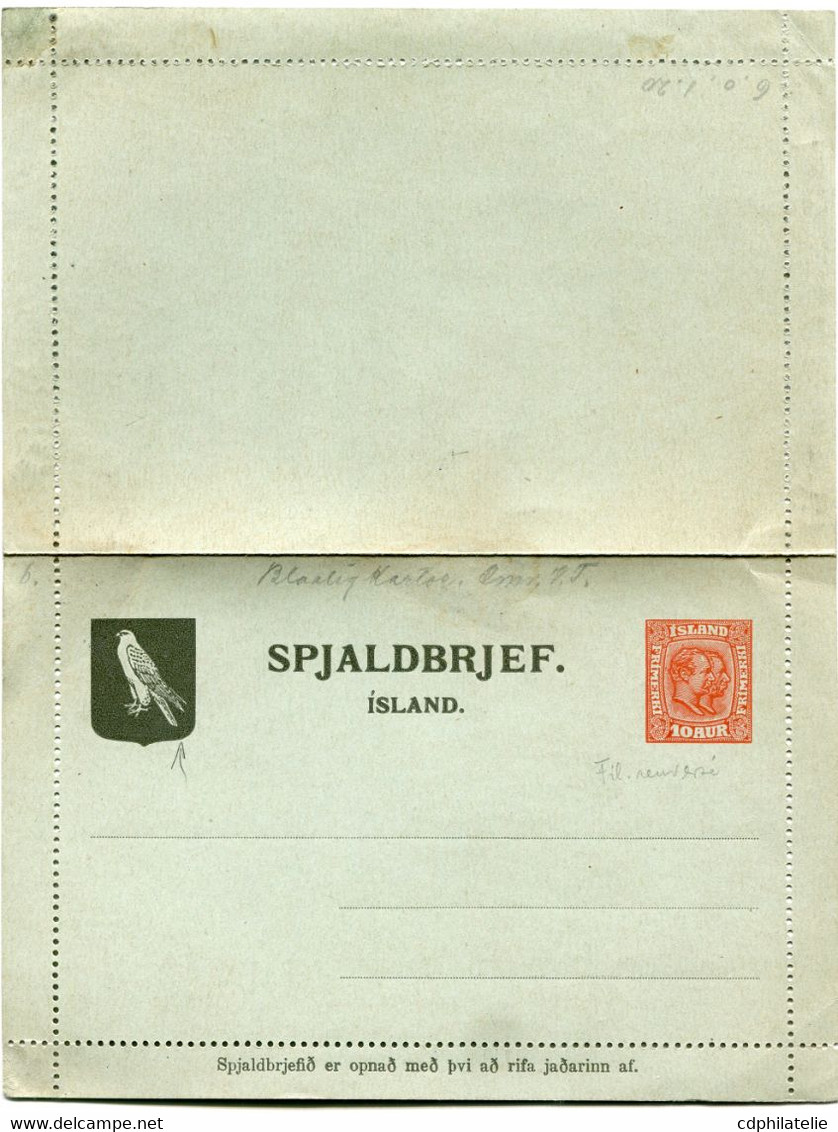 ISLANDE ENTIER POSTAL NEUF AVEC ILLUSTRATION " RAPACE " - Postal Stationery