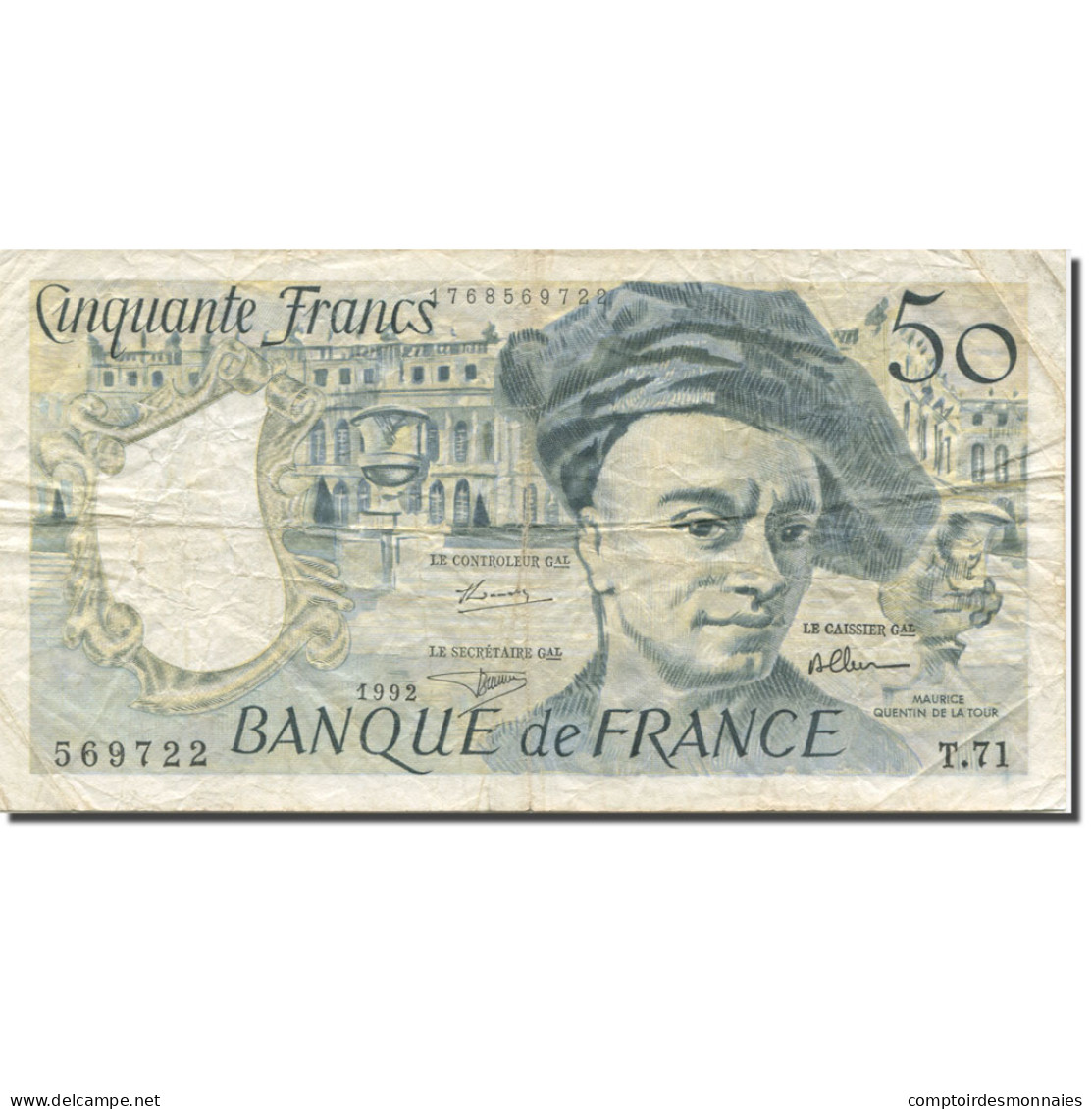 France, 50 Francs, Quentin De La Tour, 1992, TB+, Fayette:67.18, KM:152f - 50 F 1976-1992 ''Quentin De La Tour''