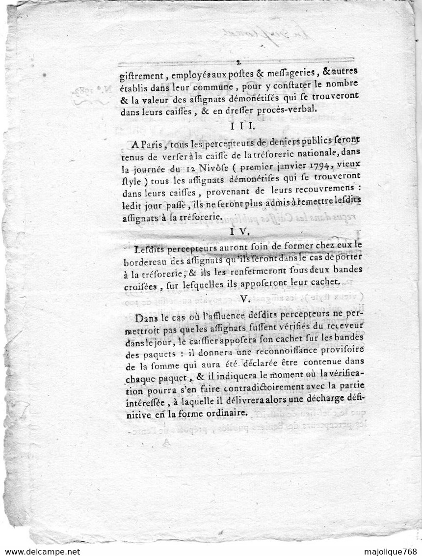 Decret De La Convention Nationale, Du 24e Jour De Frimaire De L'an 2 De La République Française Une & Indivisible . - Décrets & Lois