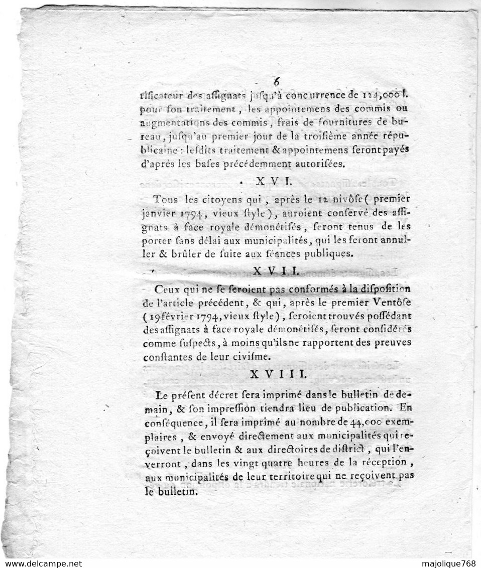 Decret de la convention nationale, du 24e jour de Frimaire de l'an 2 de la république Française une & indivisible .