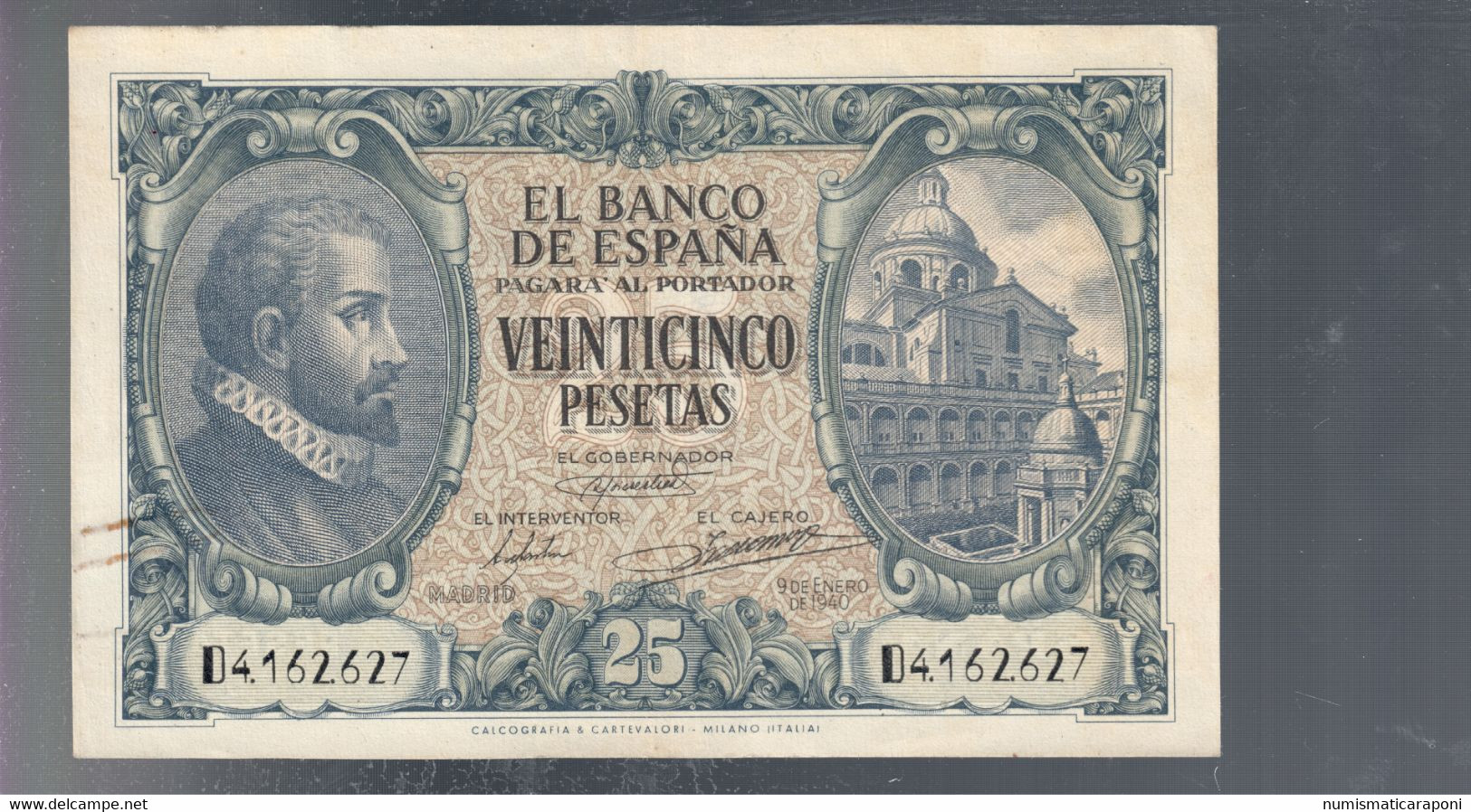 Spagna Spain 25 Pesetas 09 01 1940 KM#116 Bb/spl LOTTO 3275 - 25 Pesetas