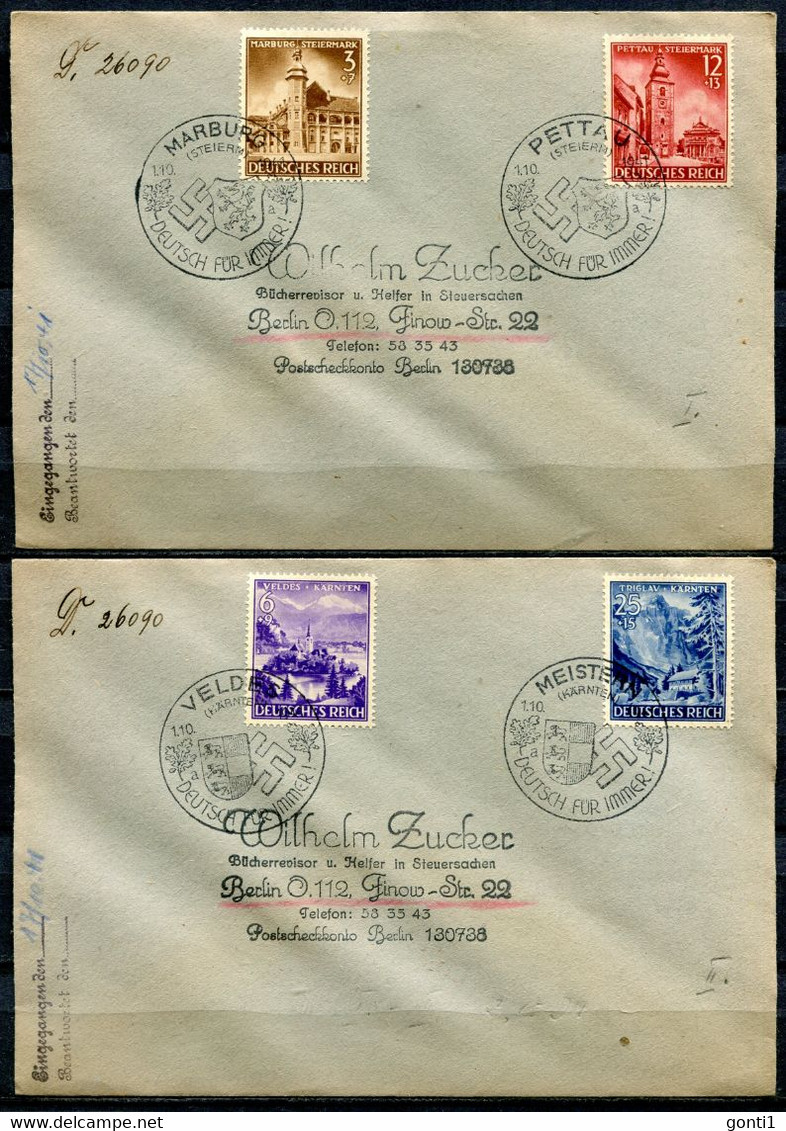 German Empires 1941, 2 Satzbriefe/Cover Mit Mi.Nr.806/09 Eingliederungen Mit 4 SST"Velden,Marburg,Pettau " 2 Belege Used - Briefe U. Dokumente