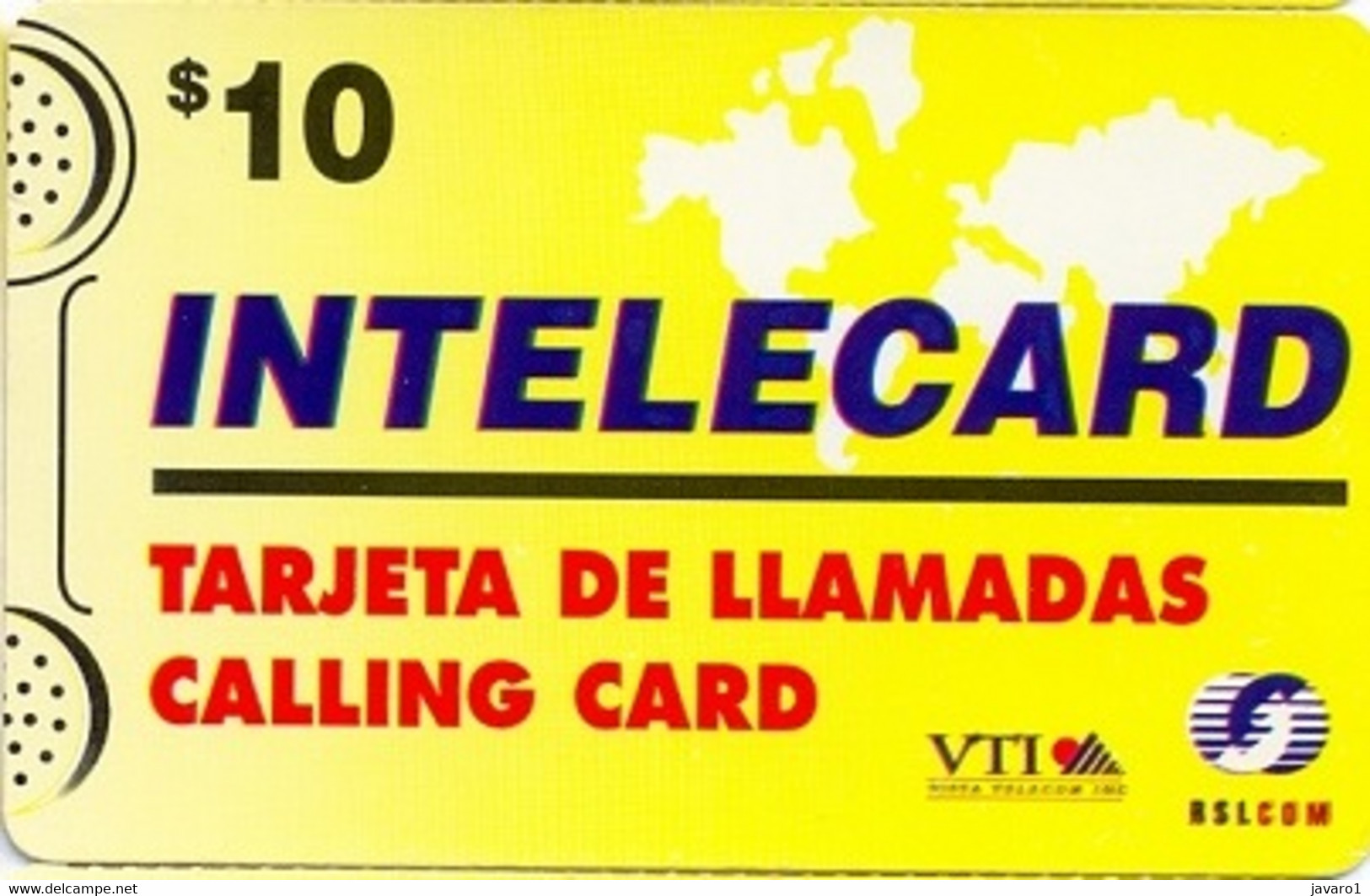 CODETEL-ITC : STD06 $10 INTELECARD Yellow VTI+Rslcom (bigger) USED - Dominicaine