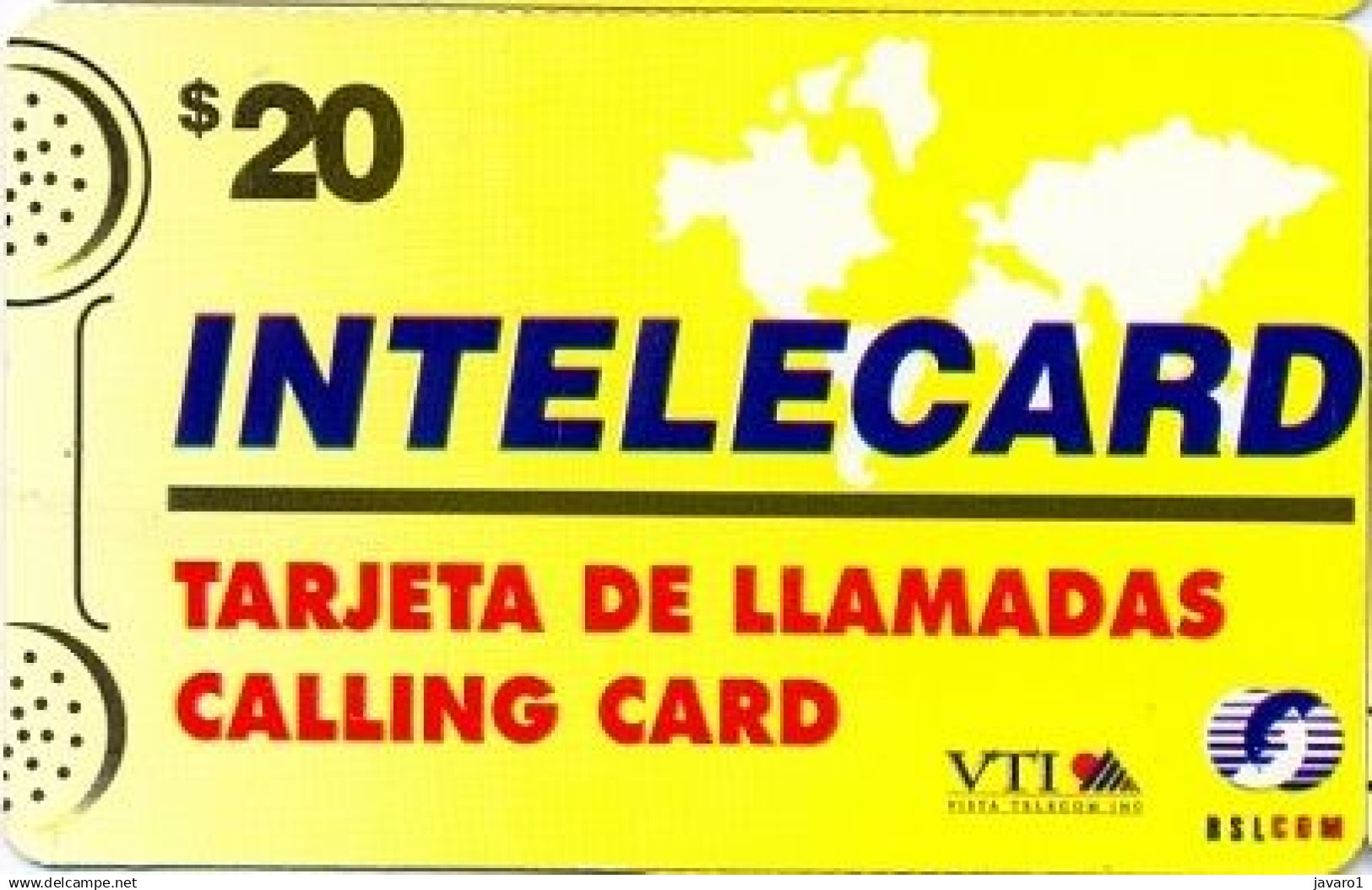 CODETEL-ITC : STD06 $10 INTELECARD Yellow VTI+Rslcom (bigger) USED - Dominik. Republik