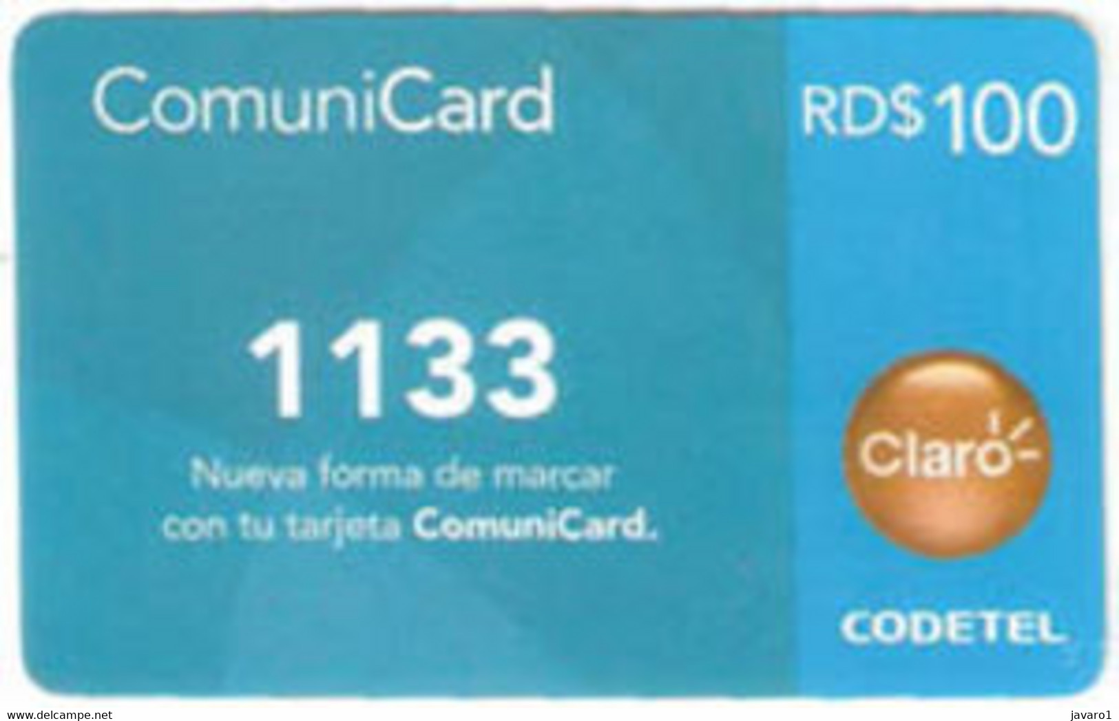 CODETEL-CLARO : CLA002 100 Comminicard 1133 USED - Dominik. Republik